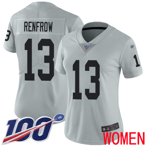 Oakland Raiders Limited Silver Women Hunter Renfrow Jersey NFL Football #13 100th Season Inverted Jersey->youth nfl jersey->Youth Jersey